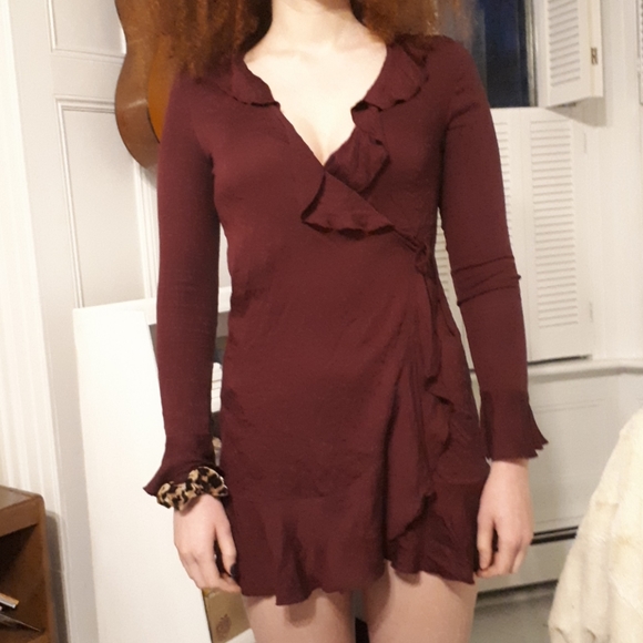 Urban outfitters wrap dress. Burgundy size S.
